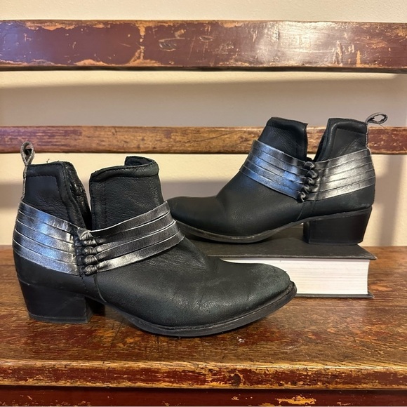 DIBA Black Skylar Ankle Bootie Biker Moto Western - Picture 1 of 12